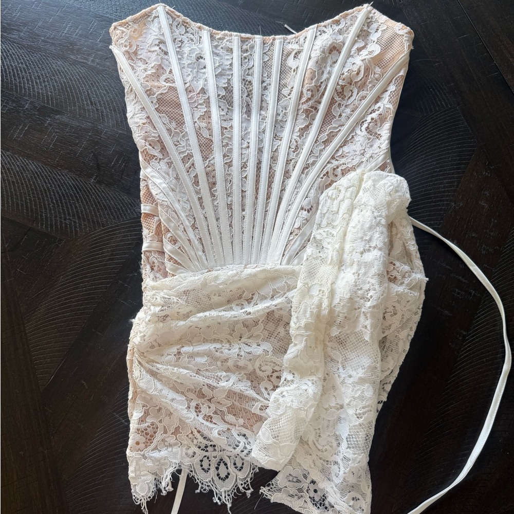 Heiress Beverly Hills White Lace Mini Corset Dress